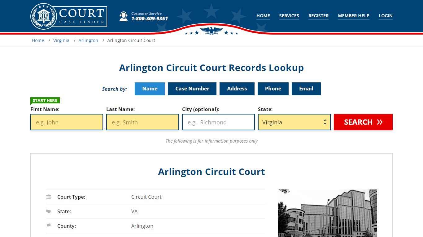 Arlington Circuit Court Records Lookup - CourtCaseFinder.com